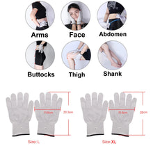 Load image into Gallery viewer, Silver Conductive Fiber Massage Gloves for TENS/EMS Therapy Hand Massager