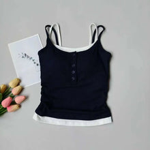 Load image into Gallery viewer, Yoga Tank Top, One-piece Mock Two-piece Sports Tank Top With Push-up Bra