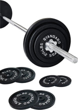 Load image into Gallery viewer, Fitness Cast Iron Standard Weight Plates Including 5FT Standard Barbell with Star Locks