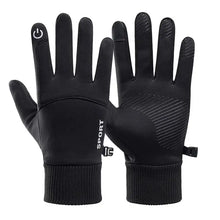 Load image into Gallery viewer, Black Winter Warm Full Fingers Waterproof Cycling Outdoor Sports Running Motorcycle Ski Touch Screen Fleece Gloves