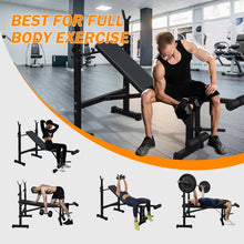 Load image into Gallery viewer, Olympic Weight Bench Bench Press Set with Squat Rack