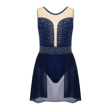 Load image into Gallery viewer, Children Mesh Skating Skirted Bodysuit