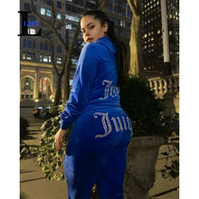 Load image into Gallery viewer, LMY Juicy Tracksuit Women tracksuit suit velvet zipper sweatshirt and pantsTwo Piece Jogging Set