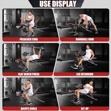 Load image into Gallery viewer, 900LBS Adjustable Weight Bench Press with Leg Extension and Preacher Curl Pad