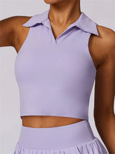 Load image into Gallery viewer, Sport Tank Top Nude Tight Turn Down Collar Polo Shirt Tennis Clothes Women's