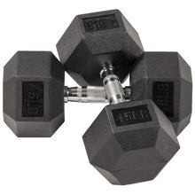 Load image into Gallery viewer, BalanceFrom Rubber Encased Hex Dumbbells, 45 lbs Pair, Black