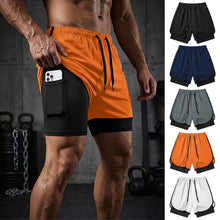 Load image into Gallery viewer, Men's 2 in 1 Running Workout Short with Phone Pocket Towel Loop