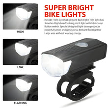 Load image into Gallery viewer, 2PCS USB Rechargeable Bike Light Set Front Light with Taillight