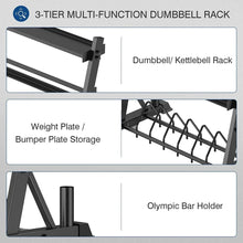 Load image into Gallery viewer, Dumbbell Rack 3-Tier Weight Plate Rack Storage Stand for Dumbbell/Kettlebel