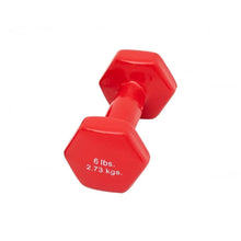 Load image into Gallery viewer, Colorcoded vinylcoated iron dumbbell red 6 lb, 1 pack