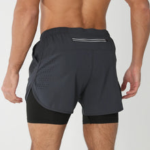 Load image into Gallery viewer, New men's running double-layer shorts quick-drying fitness 2-in-1 shorts men's sports workout training bodybuilding shorts