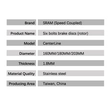 Load image into Gallery viewer, Sram AVID RT56 Bike Brake Rotor Centerline 160 180 203 Hydraulic Disc Brake Rotors