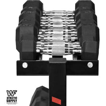 Load image into Gallery viewer, Rubber Coated Hex Dumbbell Set with Two Tier Premium Storage Rack