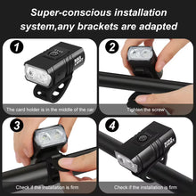 Load image into Gallery viewer, 2 T6 LED Bicycle Front Light Type-C Rechargeable Bicycle Headlamp