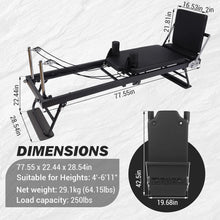 Load image into Gallery viewer, Foldable Reformer Pilates Machine with Adjustable Reformer Heights
