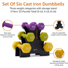 Load image into Gallery viewer, Neoprene Coated Hexagon Workout Dumbbell Hand Weight Set