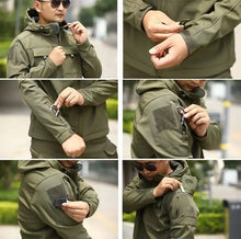 Load image into Gallery viewer, Men's Winter Autumn SoftShell Fleece Waterproof Jackets Cargo Hood Coats Fishing Hiking