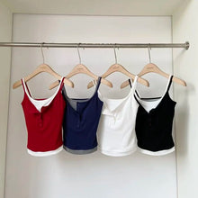 Load image into Gallery viewer, Yoga Tank Top, One-piece Mock Two-piece Sports Tank Top With Push-up Bra