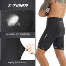 Load image into Gallery viewer, X-TIGER Men Cycling Shorts with Back Pocket 5D Gel Padded Bike Shorts