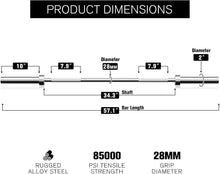 Load image into Gallery viewer, 4.8ft Barbell for Strength and Weightlifting Training - 2 Inch Bar for Squat, Deadlift, Curl, Bench Press, Overhead Pres