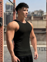 Load image into Gallery viewer, Men vest Elasticity stripe Round Neck Slim Fit Sleeveless T-Shirt
