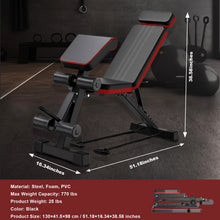 Load image into Gallery viewer, Adjustable Weight Bench 7-Level Foldable with Extended Headrest
