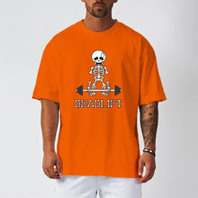 Load image into Gallery viewer, Human Skeleton Deadlift Barbell Gym Clothing Men Fitness Oversized Loose T-Shirt