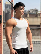 Load image into Gallery viewer, Men vest Elasticity stripe Round Neck Slim Fit Sleeveless T-Shirt