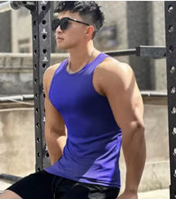 Load image into Gallery viewer, Men vest Elasticity stripe Round Neck Slim Fit Sleeveless T-Shirt