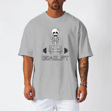 Load image into Gallery viewer, Human Skeleton Deadlift Barbell Gym Clothing Men Fitness Oversized Loose T-Shirt