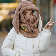 Load image into Gallery viewer, Winter Wool Ski Hat Scarf Warm Ski Helmet Cover Comfortable Soft Casual Cartoon Cute Bunny Ears