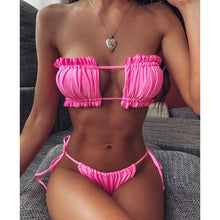 Load image into Gallery viewer, Sexy Bikini 2021 Pleated Bandeau Swimsuit - owens-gym