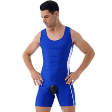 Load image into Gallery viewer, Men&#39;s Sleeveless High Cut Wrestling Singlet Shorts Tights Bodysuit Weightlifting Outfit
