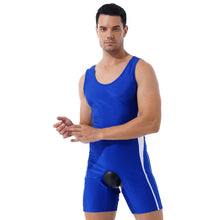 Load image into Gallery viewer, Men&#39;s Sleeveless High Cut Wrestling Singlet Shorts Tights Bodysuit Weightlifting Outfit

