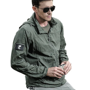 Summer Jacket Men Thin Hooded Raincoat Tactical Breathable Quick Dry Lightweight Hiking Jacket