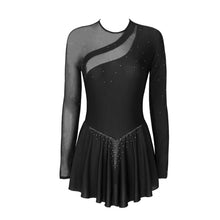 Load image into Gallery viewer, Women Long Sleeve Figure Ice Skating Sparkling Rhinestone Sheer Mesh
