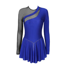 Load image into Gallery viewer, Women Long Sleeve Figure Ice Skating Sparkling Rhinestone Sheer Mesh
