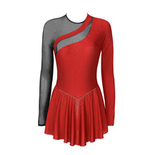 Load image into Gallery viewer, Women Long Sleeve Figure Ice Skating Sparkling Rhinestone Sheer Mesh
