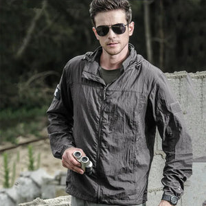 Summer Jacket Men Thin Hooded Raincoat Tactical Breathable Quick Dry Lightweight Hiking Jacket