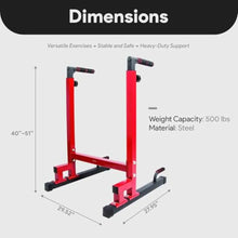 Load image into Gallery viewer, Steel Frame Dip Station with Adjustable Height
