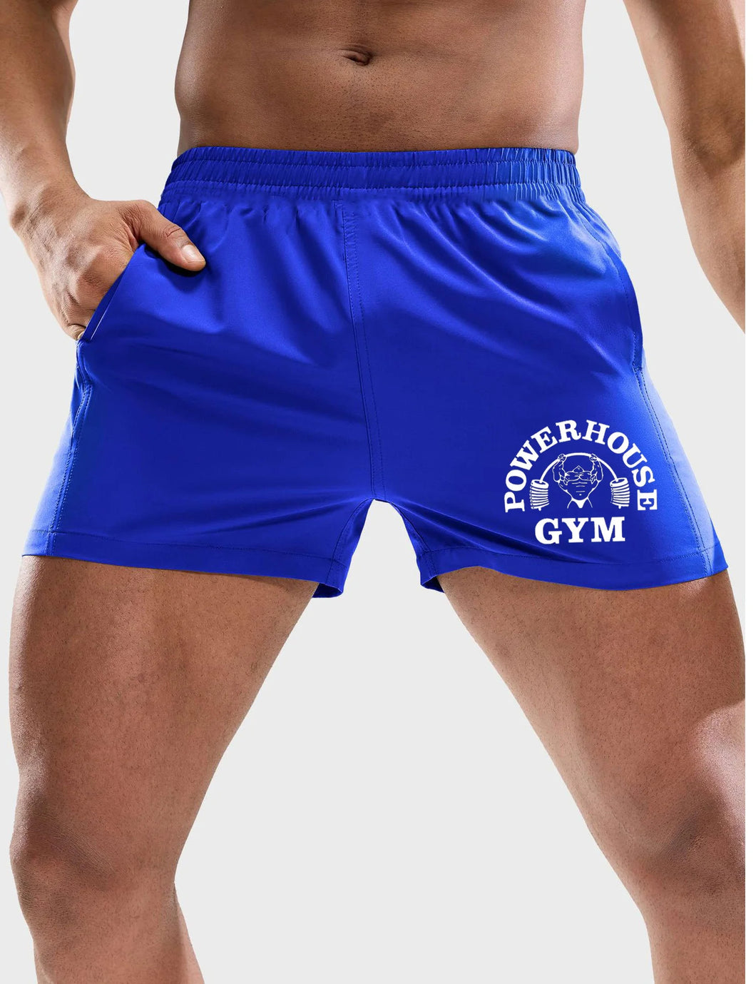 Elegant men's shorts with weightlifting font print