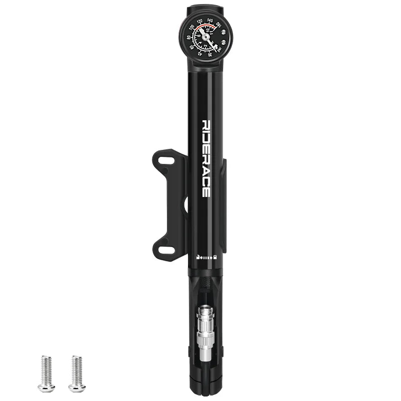 RIDERACE Bicycle Pump With Gauge High-pressure Portable Hand Tire Air Inflator