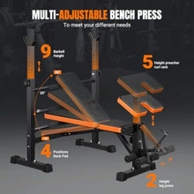 Load image into Gallery viewer, 6 in 1 Space Saving Weight Bench Set for Home Gym
