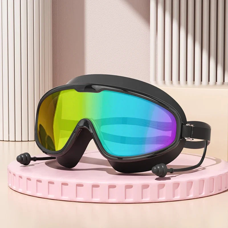 Outdoor Swimming Goggles Anti-Fog Wide View Scuba Diving Swimming Glasses with Earplugs