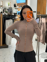 Load image into Gallery viewer, LULU FLORA Gold zipper jacket yoga stand collar, slim-fitting, quick-dry, breathable for sports and running
