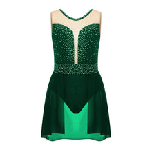 Load image into Gallery viewer, Children Mesh Skating Skirted Bodysuit
