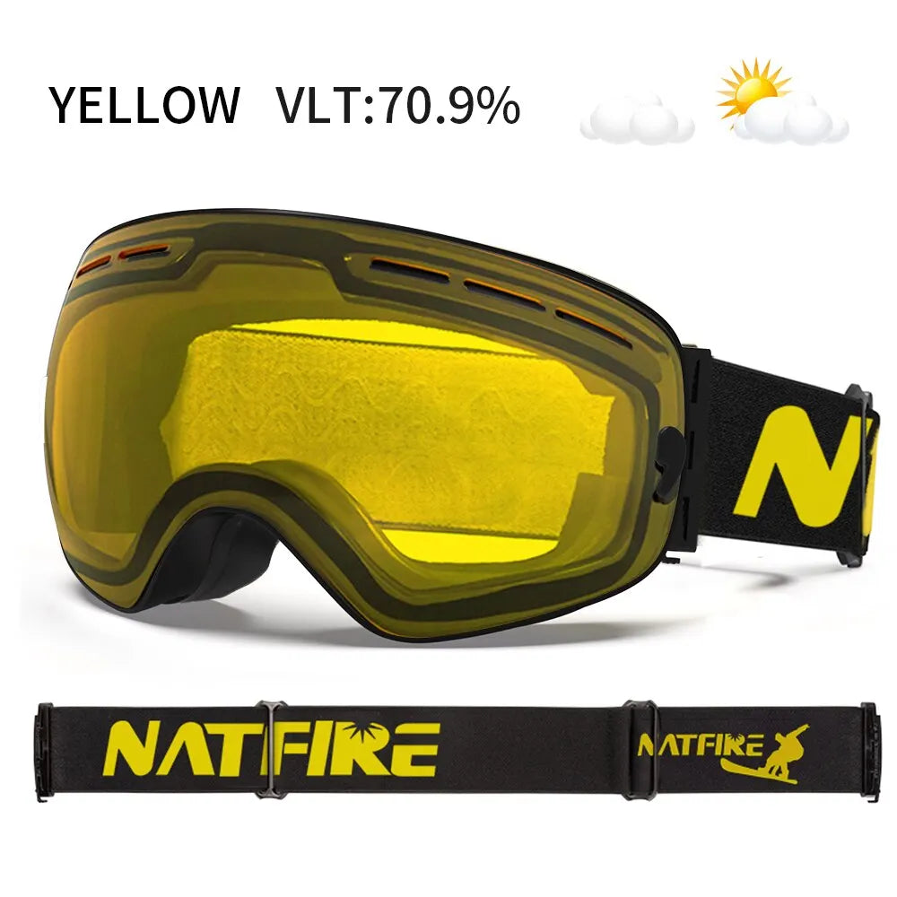 NATFIRE Ski Goggles Double Layers Anti-fog UV400