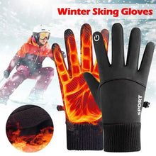 Load image into Gallery viewer, Black Winter Warm Full Fingers Waterproof Cycling Outdoor Sports Running Motorcycle Ski Touch Screen Fleece Gloves

