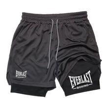 Load image into Gallery viewer, Men's compression gym shorts, EVERLAST printed sports pants
