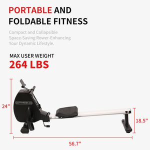 Rowing Machine 264 LBS Weight Capacity Foldable Rower
